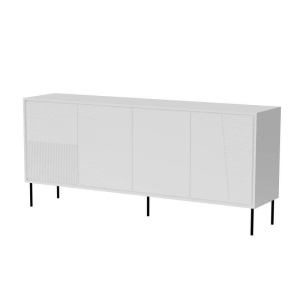 COMODA, CAMA-ABI-COMODA-BI/BI 200CM, DIN PLACI LAMINATE SI MDF, ALB MAT, DESIGN MODERN - Img 4