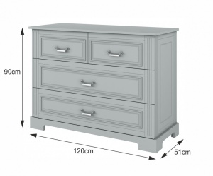 COMODA CU 4 SERTARE PENTRU CAMERA BEBELUS INES GRI DESIGN CLASIC BA - Img 3