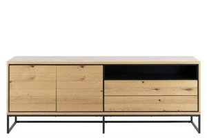 COMODA DIN MDF, FURNIR SI METAL, DALARNA 2, NATUR, STIL INDUSTRIAL, B2 - Img 2