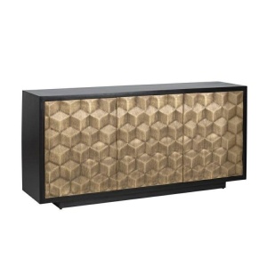 COMODA ESHER, 160 CM, 7584, NEGRU/AURIU MAT, DIN MDF, LEMN DE SALCAM SI METAL, RICHMOND INTERIORS