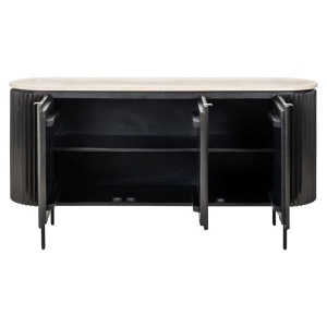 COMODA HAMPTON, 160 CM, BEJ/NEGRU, DIN MDF , METAL SI TRAVERTIN, RICHMOND INTERIORS - Img 4