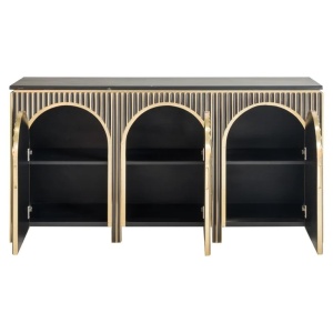 COMODA LES ARCS, 160 CM, NEGRU/AURIU MAT, DIN MDF, MARMURA SI METAL, RICHMOND INTERIORS - Img 3