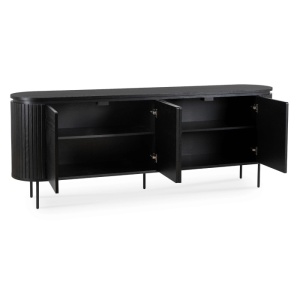 COMODA LIVING 200CM, ARTIM MEBLE, CU 4 USI, REALIZAT DIN MDF SI METAL, CULOARE NEGRU, STIL MODERN - Img 4