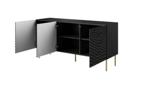 COMODA LIVING, CAMA-HOLE-KOM-152-CZ/CZ, 152CM, NEGRU MAT, DIN PLACI LAMINATE SI MDF, DESIGN MODERN - Img 2