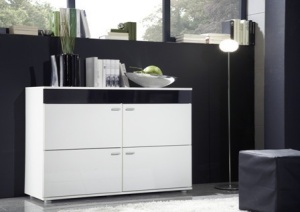 COMODA LIVING LOGO II ALB/NEGRU DESIGN MODERN CM