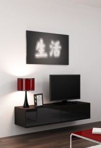 COMODA LIVING RTV VIGO 140 MINI NEAGRA DESIGN MODERN CM