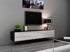 COMODA LIVING RTV VIGO 180 NEGRU/ALB DESIGN MODERN CM