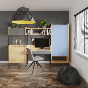 COMODA MODULARA MOBIUS 3S, NATUR, 83 CM, DIN PAL MELAMINAT, STIL MODERN, HALMAR - Img 2
