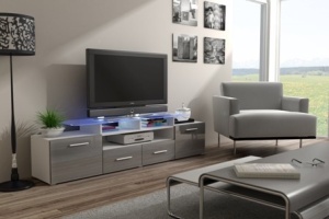 COMODA RTV CU LED EVORA ALB/GRI LUCIOS DESIGN MODERN CM