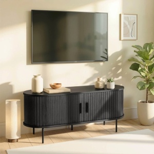 COMODA TV 120CM, ARTIM MEBLE, CU 2 USI, REALIZATA DIN MDF, CULOARE NEAGRA, STIL MODERN - Img 2