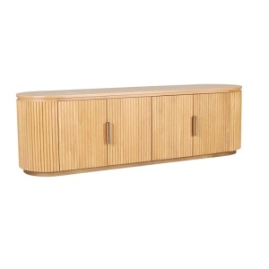 COMODA TV BELFORT, 185 CM, NATUR, DIN LEMN DE STEJAR SI METAL, RICHMOND INTERIORS