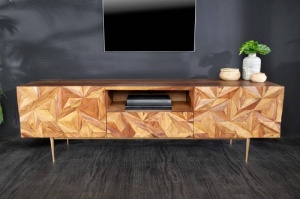 COMODA TV DIN LEMN SHEESHAM, STONE 160CM, DIN LEMN SI METAL, REALIZAT MANUAL, ARTIM GROUP SELECTION - Img 4