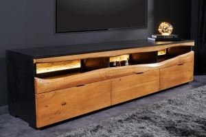 COMODA TV GRAND ACACIA 180CM, LEMN DE SALCAM SI ILUMINARE LED, CANTURI NATURALE, ARTIM GROUP SELECTION