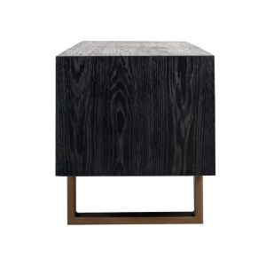 COMODA TV HUNTER, 190 CM, NEGRU/AURIU ANTICHIZAT, DIN FURNIR DE STEJAR SI METAL, RICHMOND INTERIORS - Img 5