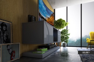 COMODA TV WIZZ DIN LEMN SI PLACI LAMINATE - DIVERSE NUANTE - Img 3