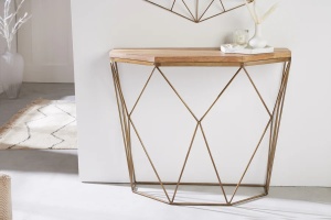 CONSOLA, DIAMOND 90CM, LEMN MASIV SI METAL, DESIGN RETRO