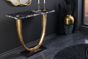 CONSOLA, OMEGA, 80CM, MARMURA NEAGRA SI RAMA AURIE REALIZAT MANUAL, ARTIM GROUP SELECTION