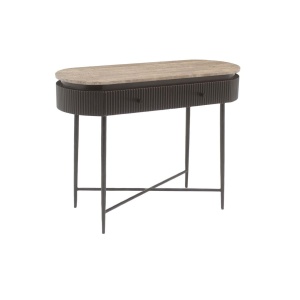 CONSOLA RUSSO 214324, CONFECTIONATA DIN METAL, TRAVERTIN, ALAMA SI MDF, CULOAREA MARO, STIL MODERN