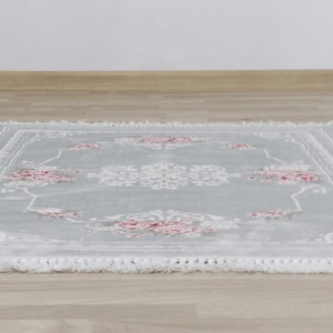 Covor 80x150 cm, gri/model cu flori, SEDEF TIP 2, 0000203321