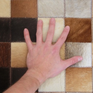 Covor de lux din piele, alb/maro/negru, patchwork, 140x200, PIELE DE VITĂ TYP 7, 0000188792 - Img 4