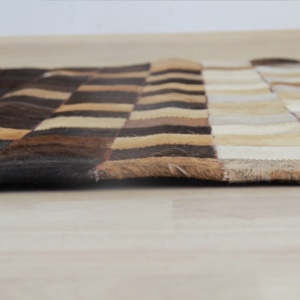 Covor de lux din piele, alb/maro/negru, patchwork, 200x300, PIELE DE VITĂ TYP 7, 0000188794