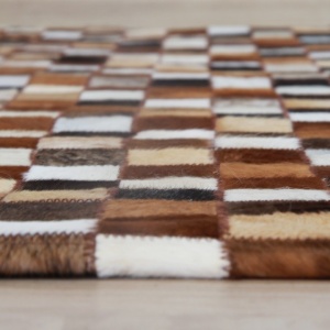 Covor de lux din piele, maro/negru/alb, patchwork, 200x304, PIELE DE VITĂ TIP 3, 0000188842 - Img 7