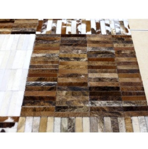 Covor de lux din piele, negru/maro/alb, patchwork, 201x300, PIELE DE VITĂ TIP 4, 0000188866 - Img 2