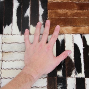 Covor de lux din piele, negru/maro/alb, patchwork, 201x300, PIELE DE VITĂ TIP 4, 0000188866 - Img 7