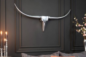 DECORATIUNE100CM, BULL 8913, ARGINTIE, STIL MODERN DECORATIV - Img 4