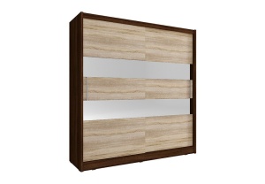 DULAP DORMITOR MAJA II 200 STEJAR SONOMA + CIOCOLATIU DESIGN MODERN PSK - Img 1