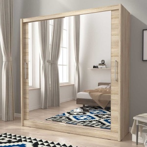 DULAP DORMITOR STEJAR SONOMA CU 2 OGLINZI MAJA 150 DESIGN MODERN PSK