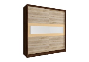 DULAP DORMITOR WIKI IV 180 STEJAR SONOMA + CIOCOLATIU DESIGN MODERN PSK - Img 1