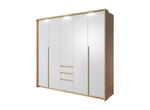DULAP DORMITOR XELO ALB/STEJAR - DESIGN MODERN - Img 1