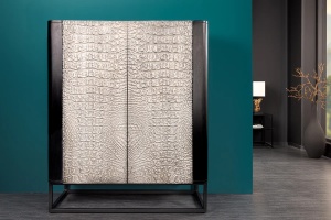 DULAP LIVING 120CM, GRI/ NEGRU, LEMN DE MANGO SI CADRUL DIN METAL, ARTIM GROUP SELECTION