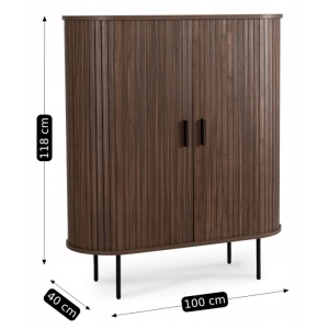 DULAP LIVING, ARTIM MEBLE, CU 2 USI GLISANTE, REALIZAT DIN MDF SI METAL, CULOARE NUC, STIL MODERN - Img 7
