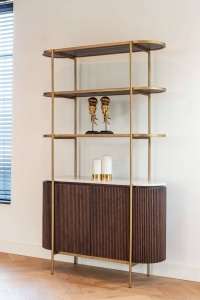 DULAP/ORGANIZATOR BARKLEY, 200 CM, MARO/AURIU ANTICHIZAT/MARMURA ALBA, DIN LEMN DE STEJAR SI METAL, STIL MODERN, B2