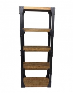 DULAP/ORGANIZATOR, FACTORY 180CM, COD 40549, DIN LEMN MANGO SI METAL, DESIGN RETRO - Img 2