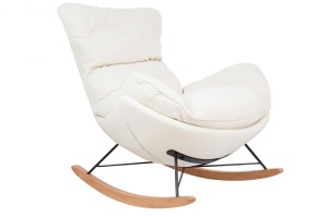 FOTOLIU BALANSOAR OTILIA TEDDY, ALB, TAPITERIE DIN TEXTIL PLUSAT SI PIELE ECOLOGICA, STIL MODERN