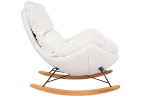 FOTOLIU BALANSOAR OTILIA TEDDY, ALB, TAPITERIE DIN TEXTIL PLUSAT SI PIELE ECOLOGICA, STIL MODERN - Img 4