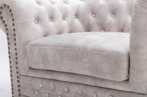 FOTOLIU CHESTERFIELD 105CM, DE CATIFEA CULOARE CHAMPAGNE, COD 42312, STIL CLASIC - Img 2