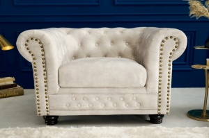 FOTOLIU CHESTERFIELD 105CM, DE CATIFEA CULOARE CHAMPAGNE, STIL CLASIC, ARTIM GROUP SELECTION