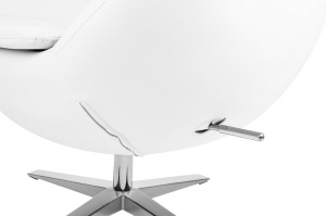 FOTOLIU CONFORTABIL EGG SZEROKI, ALB/CROM, DIN PIELE ECOLOGICA SI METAL, STIL MODERN - Img 3