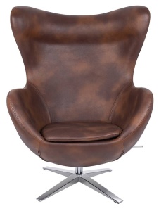 FOTOLIU CONFORTABIL EGG SZEROKI, MARO CONIAC/CROM, DIN PIELE ECOLOGICA SI METAL, STIL MODERN - Img 2