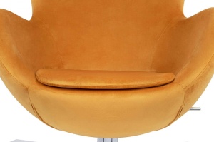 FOTOLIU CONFORTABIL EGG SZEROKI VELVET, GALBEN MUSTAR/CROM, DIN CATIFEA SI METAL, STIL MODERN - Img 7