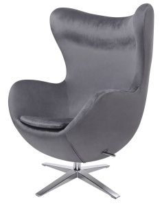 FOTOLIU CONFORTABIL EGG SZEROKI VELVET, GRI INCHIS 40/CROM, DIN CATIFEA SI METAL, STIL MODERN B2