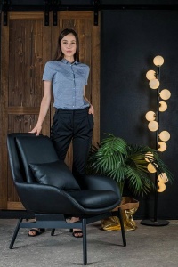 FOTOLIU CONFORTABIL LAZY, NEGRU, DIN PIELE ECOLOGICA SI METAL, STIL MODERN - Img 7