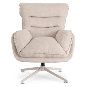 FOTOLIU CU TABURET, ARTIM MEBLE, REALIZAT DIN MATERIAL TEXTIL CREM SI METAL, STIL MODERN - Img 3
