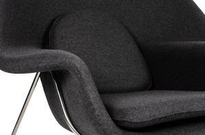 FOTOLIU CU TABURET, COZY, GRI GRAFIT 4/CROM, CU TAPITERIE DIN CASMIR, STIL MODERN - Img 5