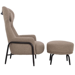 FOTOLIU CU TABURET, TEDDY GRAND, MARO INCHIS/NEGRU OPAL, CU TAPITERIE DIN TEXTIL PLUSAT, STIL MODERN - Img 4