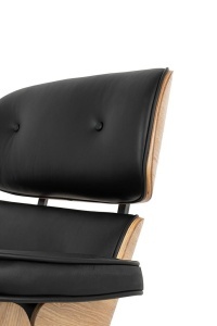 FOTOLIU DE RELAXARE DE LUX, ARTIM LOUNGE HM, REALIZAT PIELE NATURALA ITALIANA SI LEMN, CULOARE NEGRU/FRASIN, STIL EAMES - Img 6